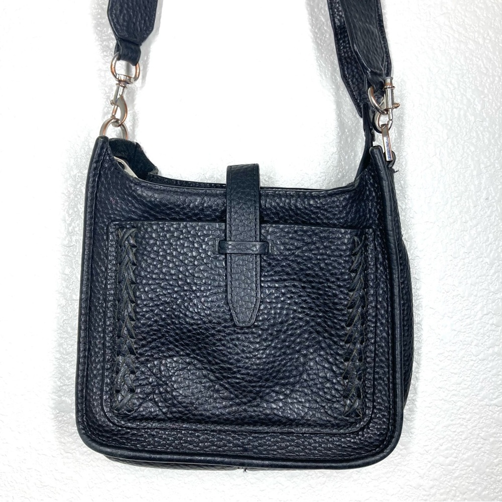 Rebecca Minkoff Pebbled Leather Mini Tote Bag 8x7" Black Minimalist - Picture 2 of 16